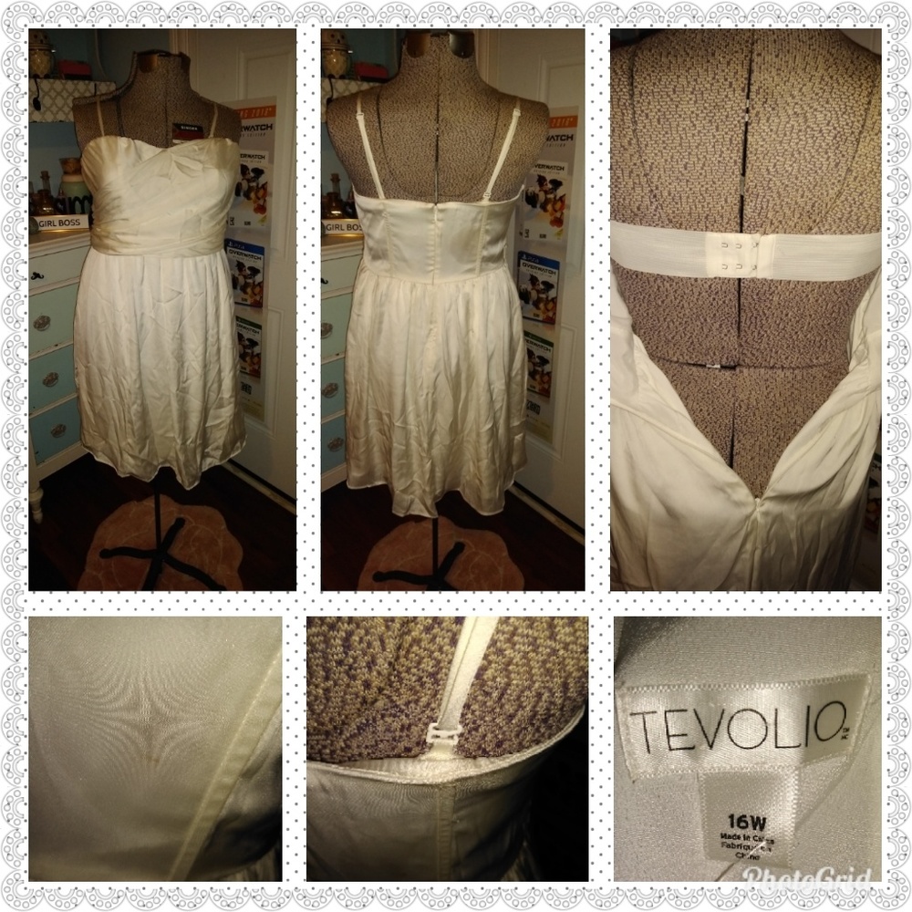 Tevolio NWOT Cream White satin and sheer. Size 16W